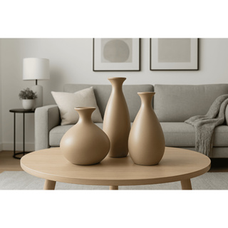 Trio Vaso Porto Decorativo para Casa Sala Arranjo na cor Amendoa em Oferta na Shopee