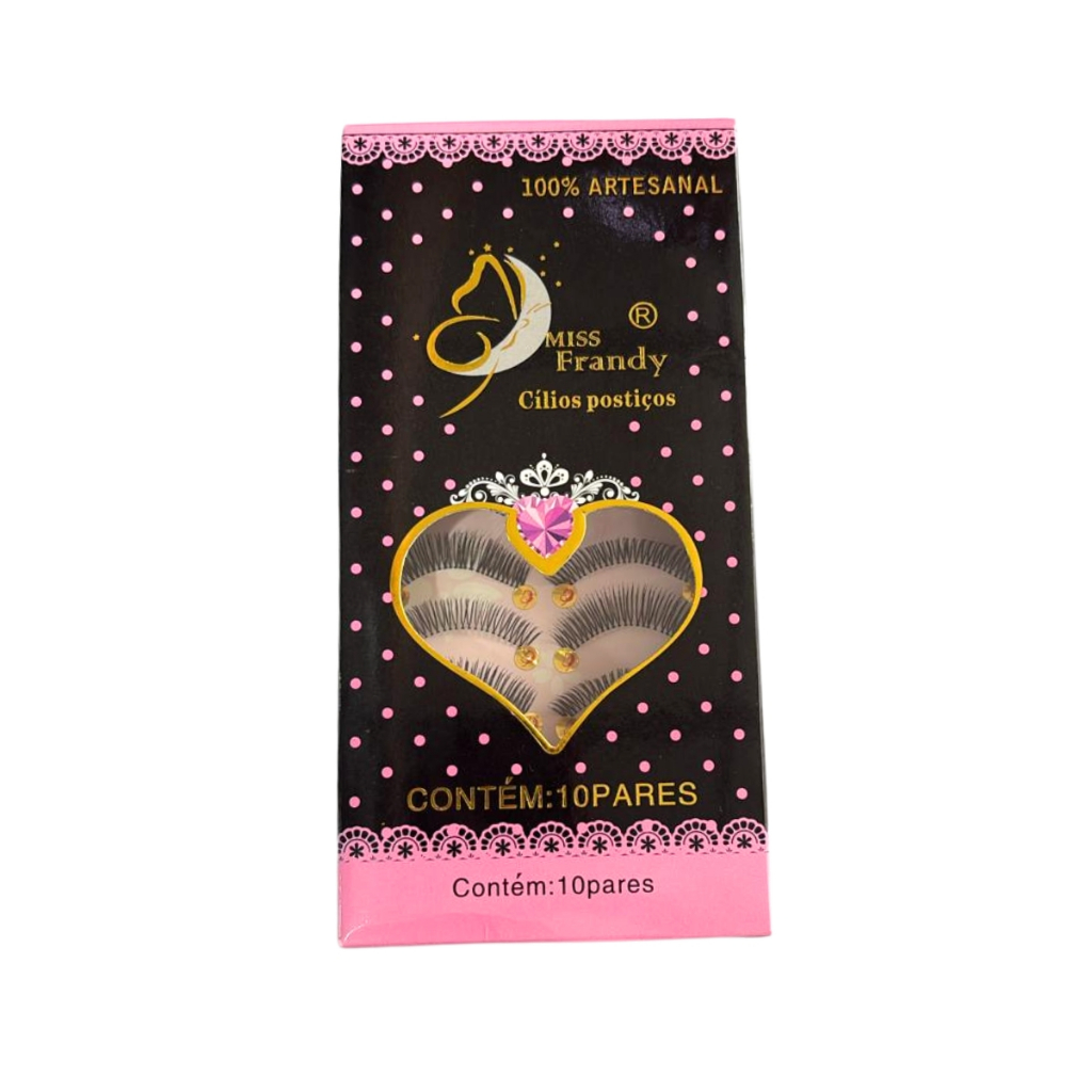Cílios Postiços 100% Artesanais Base Transparente/Preta Miss Frandy - 10 Pares em Oferta na Shopee