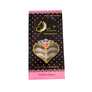 Cílios Postiços 100% Artesanais Base Transparente/Preta Miss Frandy - 10 Pares em Oferta na Shopee