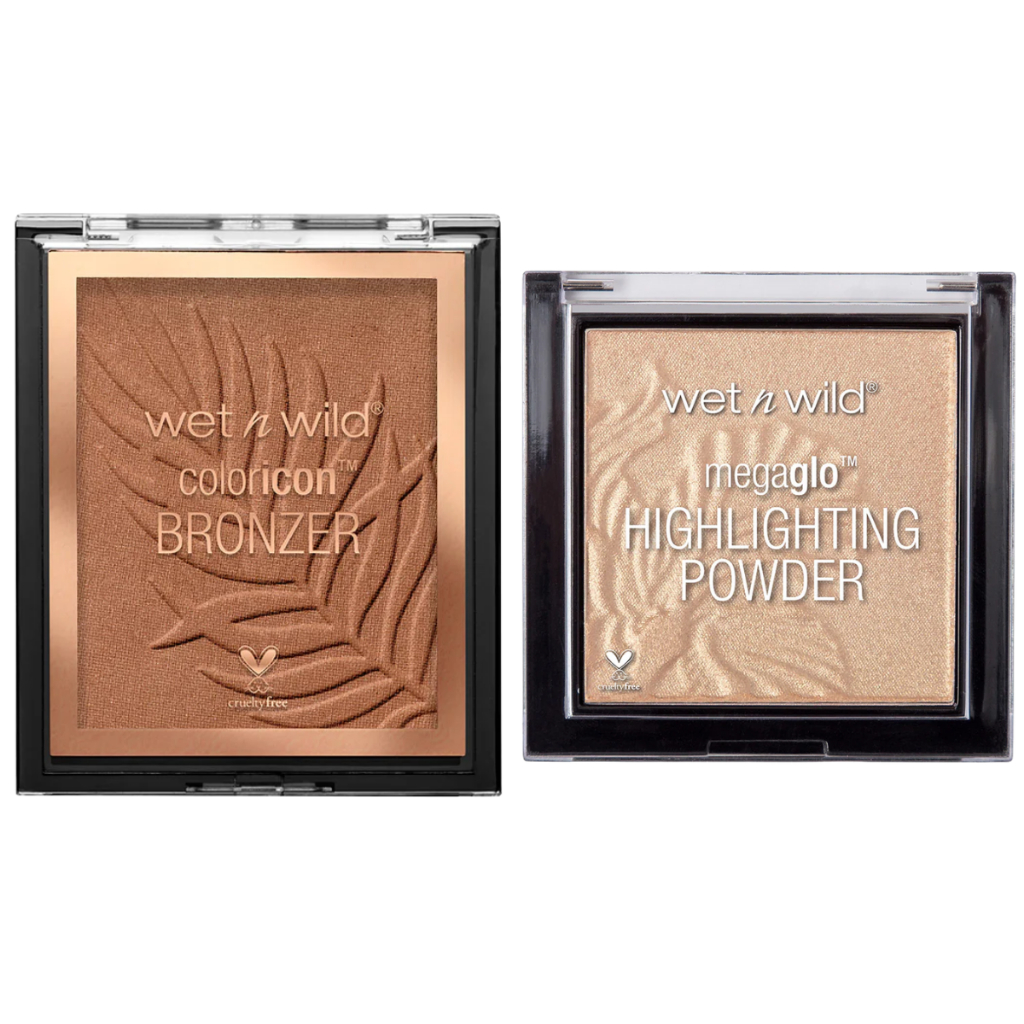 Kit Bronzer Facial em Pó Longa Duração Color Icon + Iluminador Em Pó Luminoso Mega Glo Wet n Wid em Oferta na Shopee