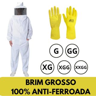 Macacão Roupa Apicultura Apicultor c/ Luvas Brim GROSSO Tirar Mel Abelha G GG XG XGG XXGG em Oferta na Shopee