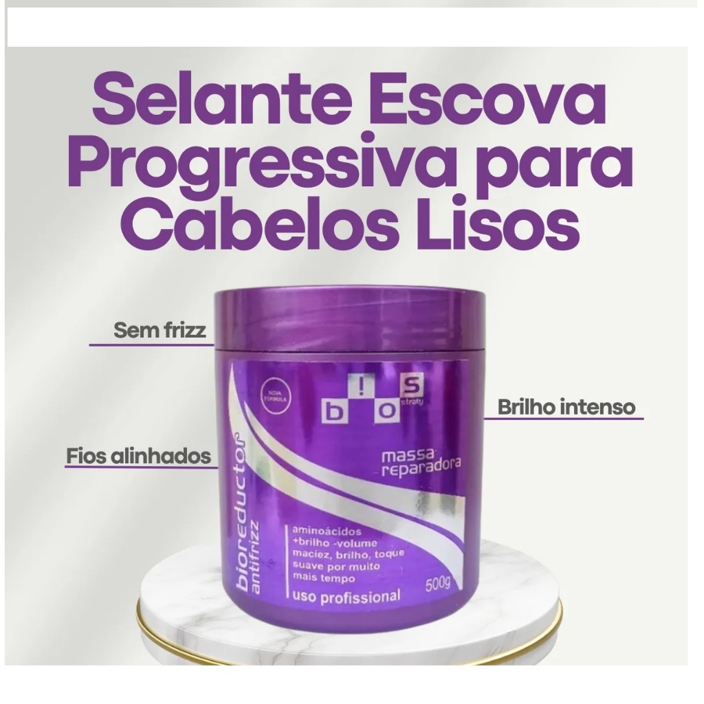 Máscara Selante Para Cabelos Bioreductor Aminoácidos Uva Escova Progressiva Alisamento