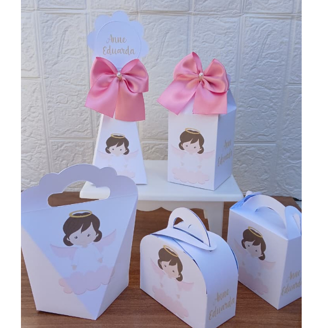 PEGUE E MONTE - Kit Festa Personalizados BATISMO  BATIZADO MENINA  Lembrancinhas Caixinhas para Aniversário