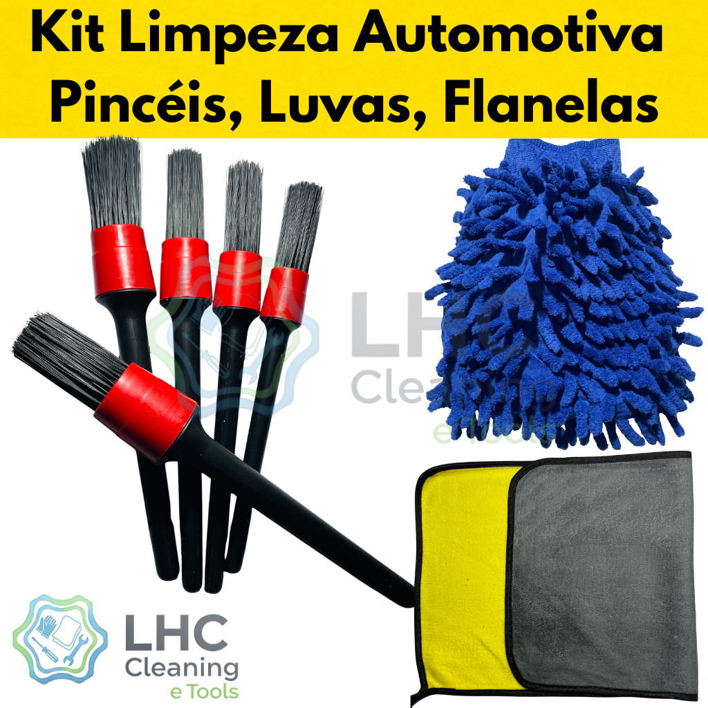 Kit 5 Pincel Limpeza Automotivo Luva Microfibra Flanela Microfibra Dupla Face Limpeza Automotiva Detalhamento Automotivo em Oferta na Shopee