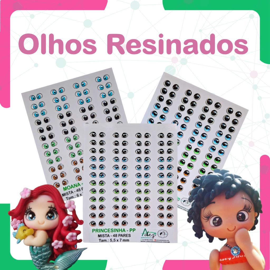 Olhos Resinados para Massa de Biscuit - Escolha o tamanho e cor em Oferta na Shopee