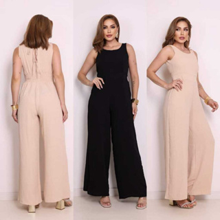 Macacão Feminino Longo Regata Duna Pantalona M ao G2 em Oferta na Shopee