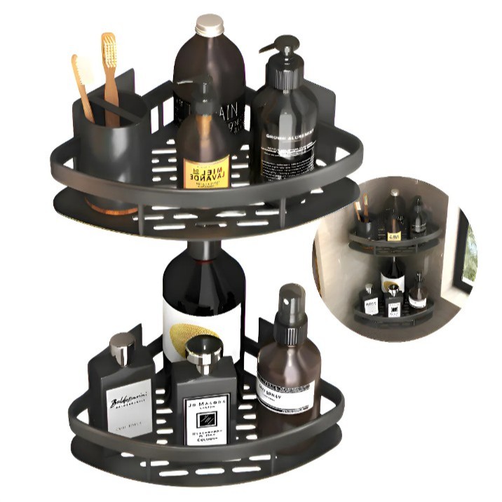 Kit Suporte Porta Shampoo Sabonete Banheiro Adesivo Parede Box Luxo Cor Preto em Oferta na Shopee