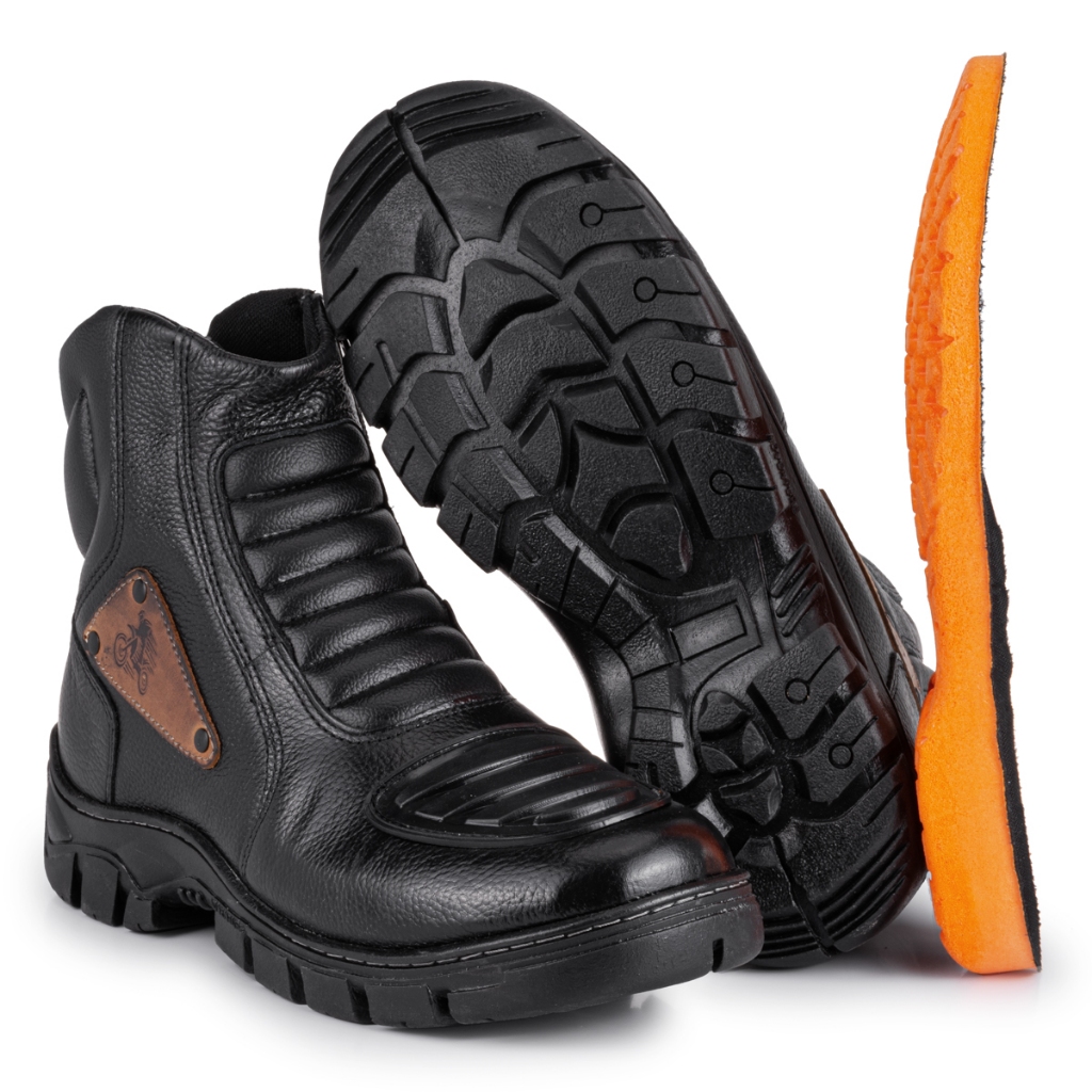 Bota Masculina Coturno Motors Premium Cano Médio Motoqueiro Casual Confortável