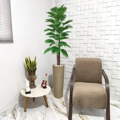 Palmeira Artificial Coqueiro Grande 150cm Vaso Grafiato Mármore Pedra
