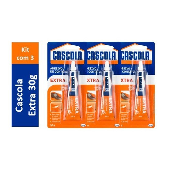 Kit com 3 - Cola Cascola Extra Forte Sem Toluol - 30gr