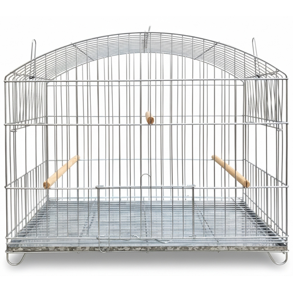 Gaiola Para Passaro Preto Trinca ferro Sabia Malha Larga 20mm (2 Passador) Prata 51x28x57