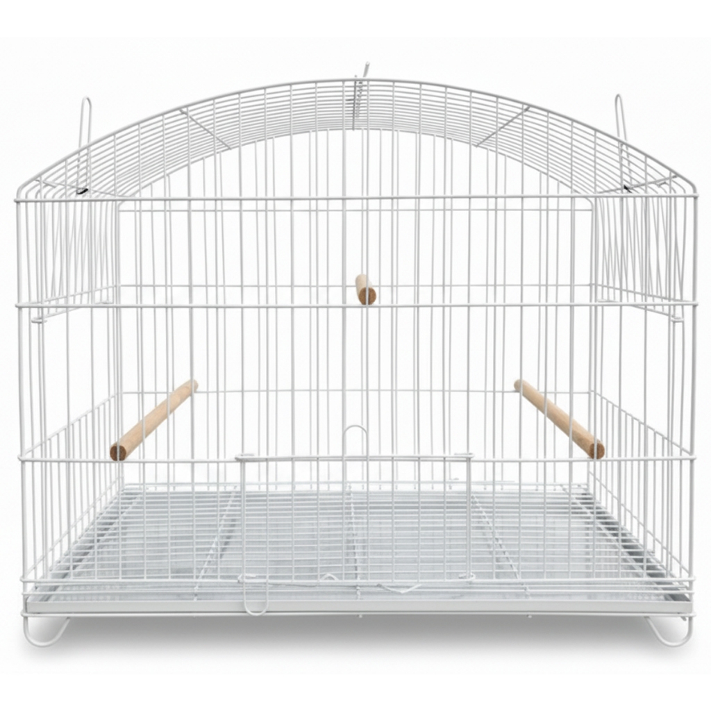 Gaiola Para Passaro Preto Trinca ferro Sabia Malha Larga 20mm (2 Passador) 51x28x57 Branca