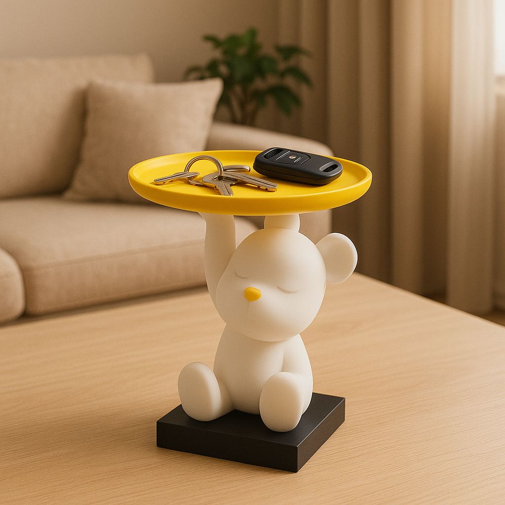 Suporte Decorativo Urso Porta-Chaves / Porta-Objetos Moderno – Design Criativo para Sala ou Escritório