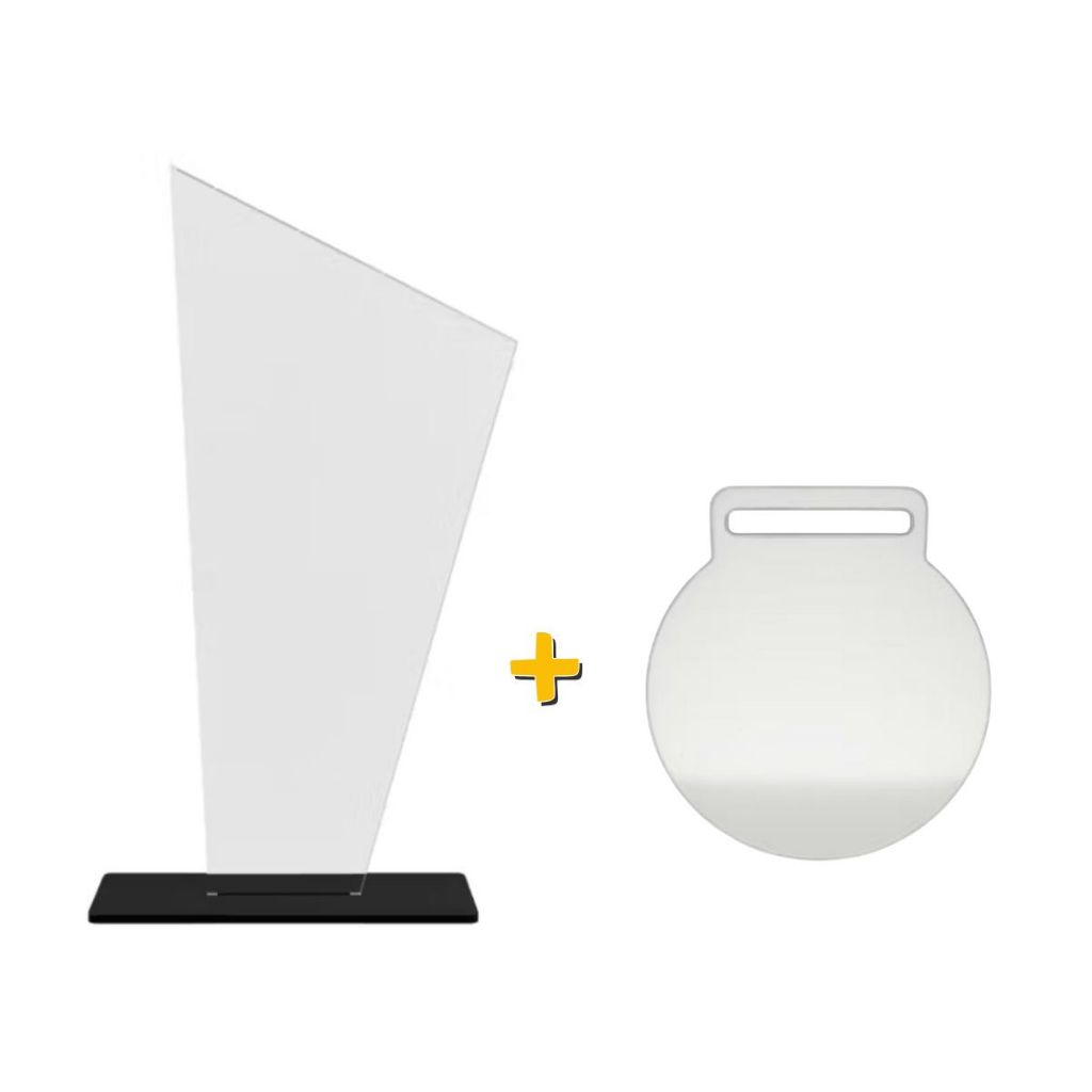 Kit Troféu Com Base + Medalhas Redonda Em Acrílico Cristal Premiação Homenagem Evento em Oferta na Shopee