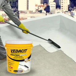 Manta Líquida Acrílica Impermeabilizante 18KG Vedacit Vedapren Branco Balde Cobertura Laje Parede Casa Prédio Construção