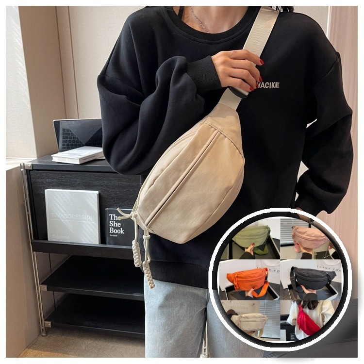 Bolsa transversal de peito em lona estilo casual feminino nova coleção estilo esportivo versátil