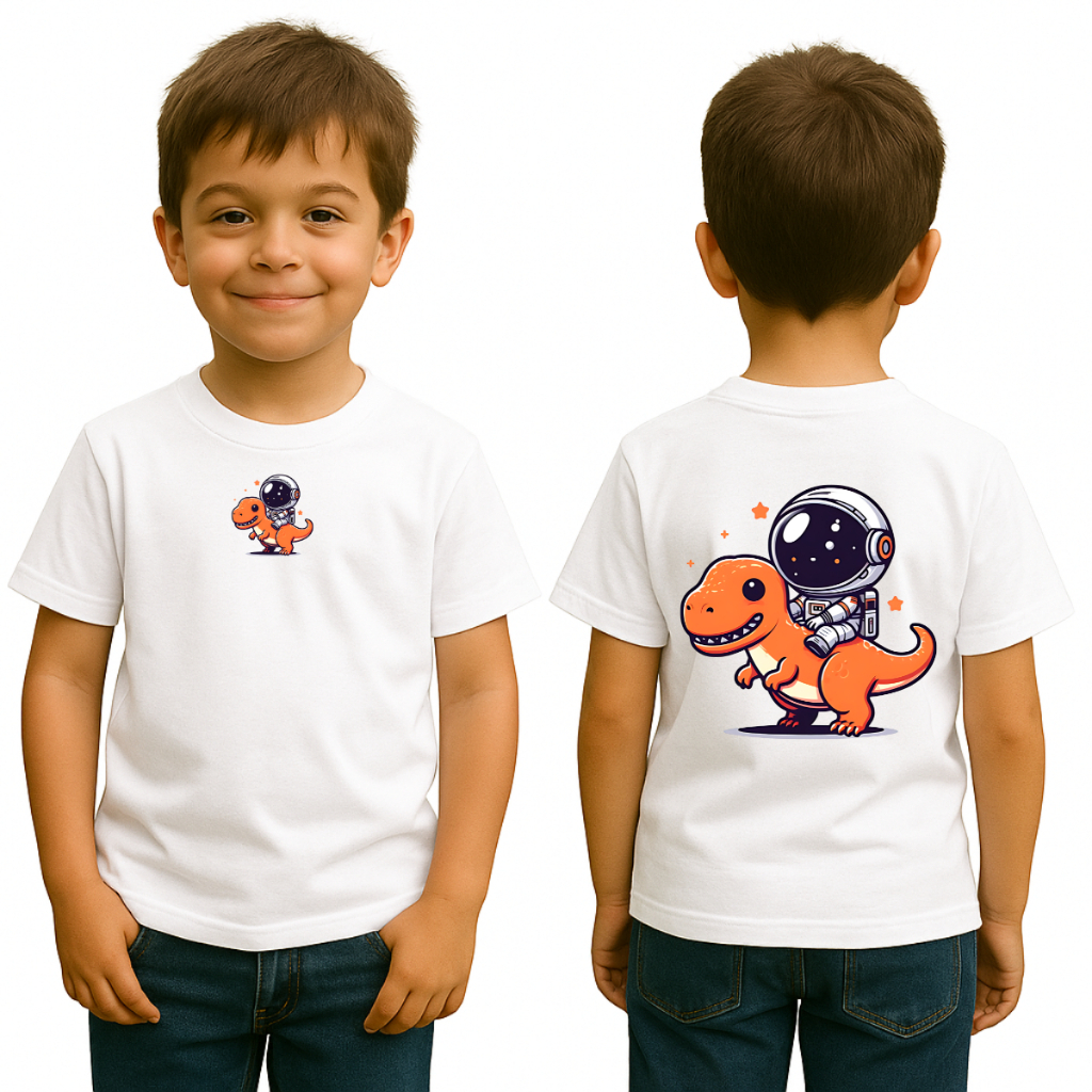 Camiseta Infantil Estampa Dinossauro Masculina Meninos Boys 100% Algodão Leve Macio Confortável Top.