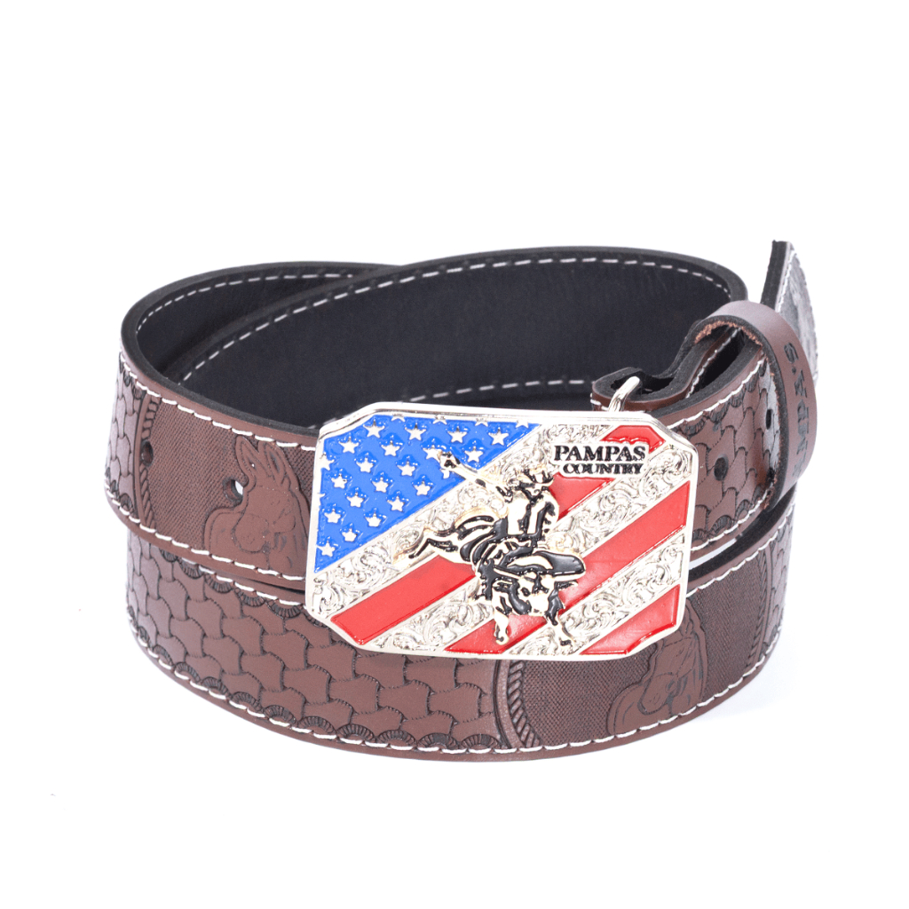 Cinto Country Infantil Masculino Mula Estilo Rodeio Fivela Trabalhada EUA Pampa´s Country