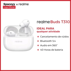 Fones de Ouvido Realme Buds T310 Bluetooth 5.4 intra-auriculares sem fio com ANC híbrido de 46 dB