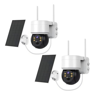 Câmera Segurança Speed Dome ICSEE Lente PTZ Wifi Placa Solar Ambiente Externa e Interna Preto Branco
