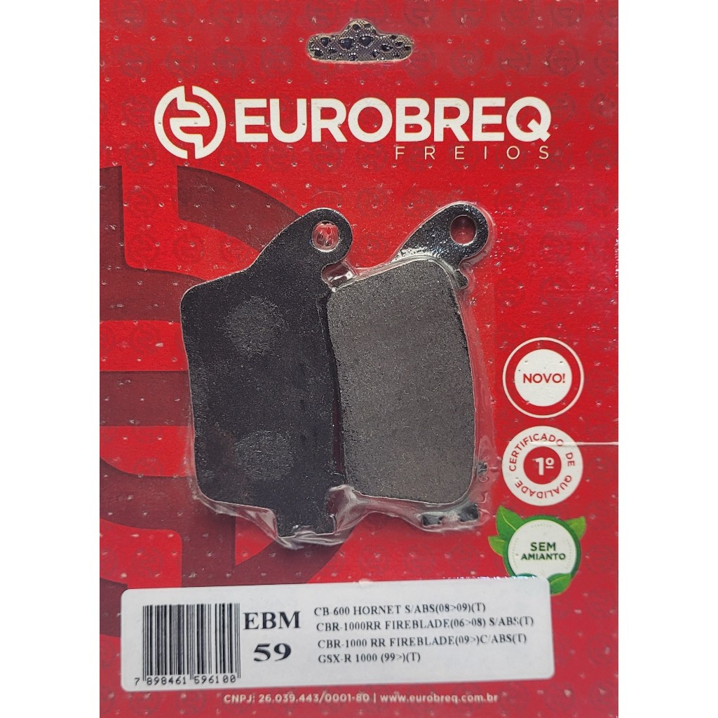 Pastilha de Freio Eurobreq EBM-59 – CB 600 Hornet / CBR 1000 RR Fireblade (Traseira)
