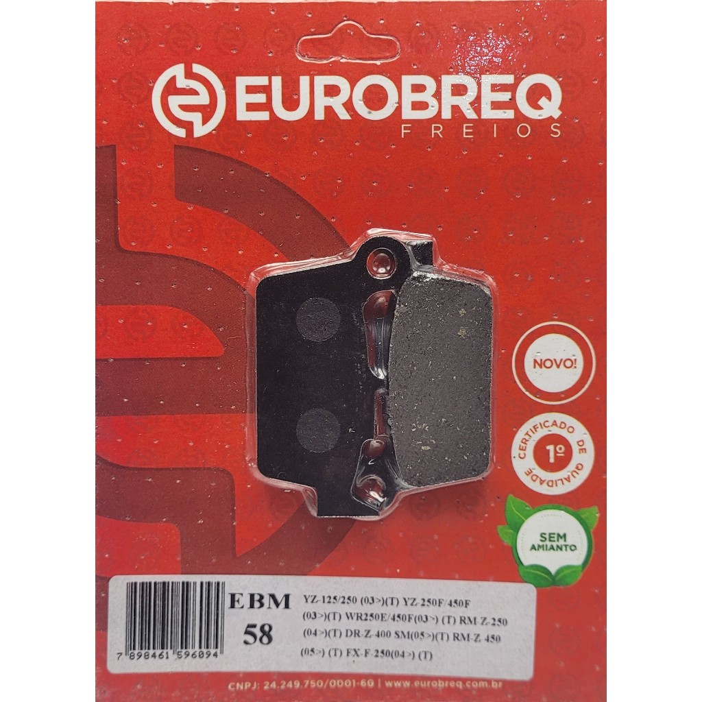 Pastilha de Freio Eurobreq EBM-58 – YZ 125/250 / WR 250F / RMZ 250 / DRZ 400 / FX F 250 (Traseira)