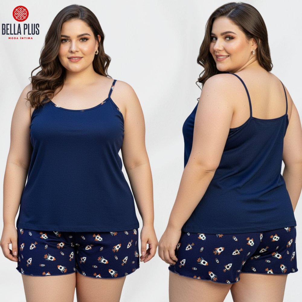 Babydoll Plus Size Pijama Plus Conforto Renda Noite Dormir Estampado