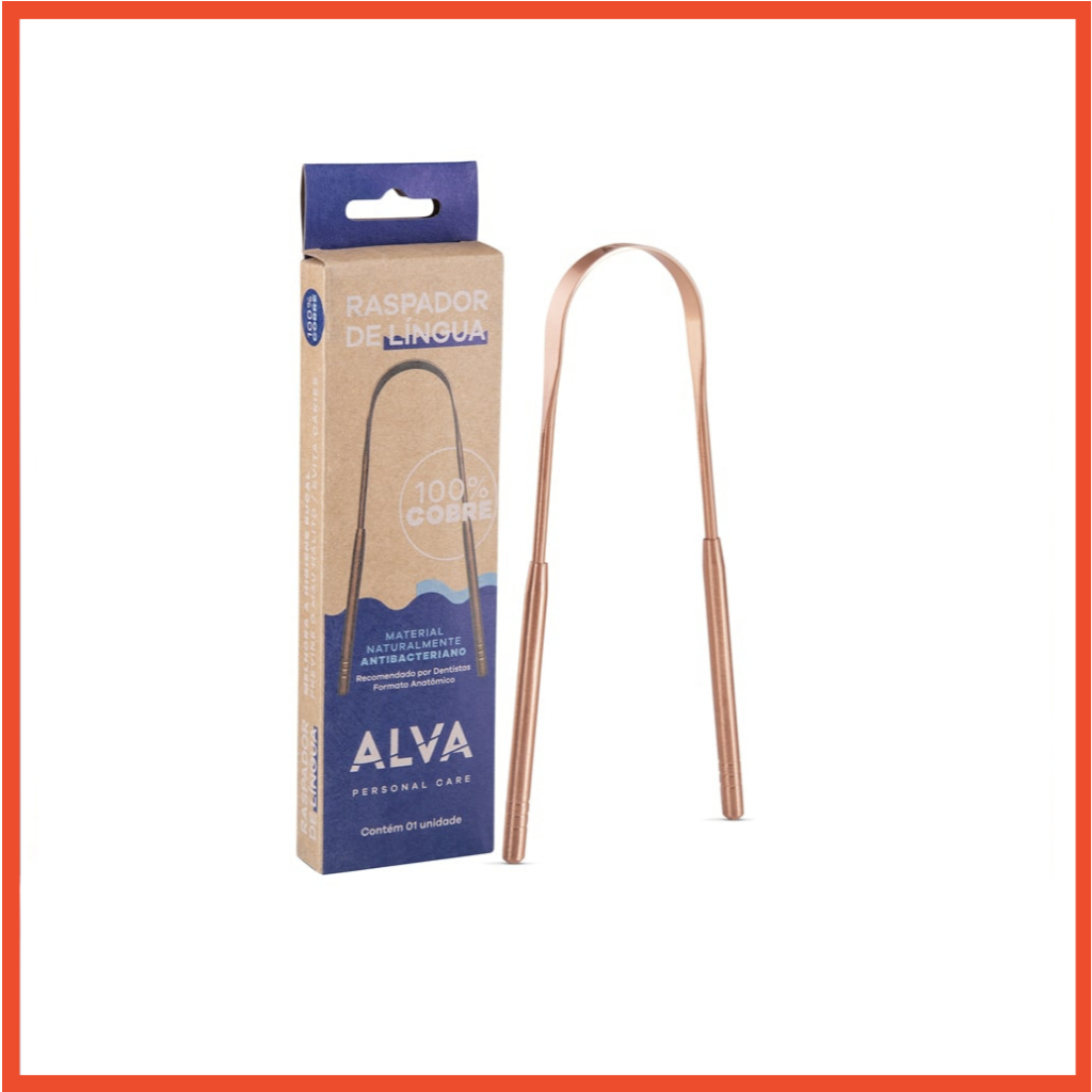 Raspador de Língua de Cobre Puro Premium Alva Antibacteriano Ayurvétidico Saúde Alva Personal Care Bucal 100% Cobre