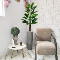 Bananeira Artificial Banana Grande 150cm Vaso Grafiato Mármore Pedra
