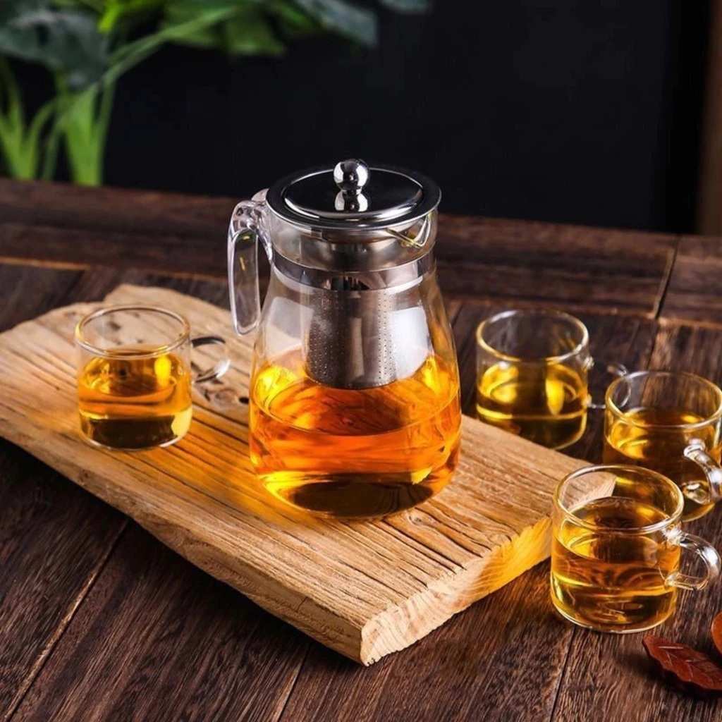 Chaleira Chá Bule Vidro Com Infusor Inox 950ml Promoção em Oferta na Shopee