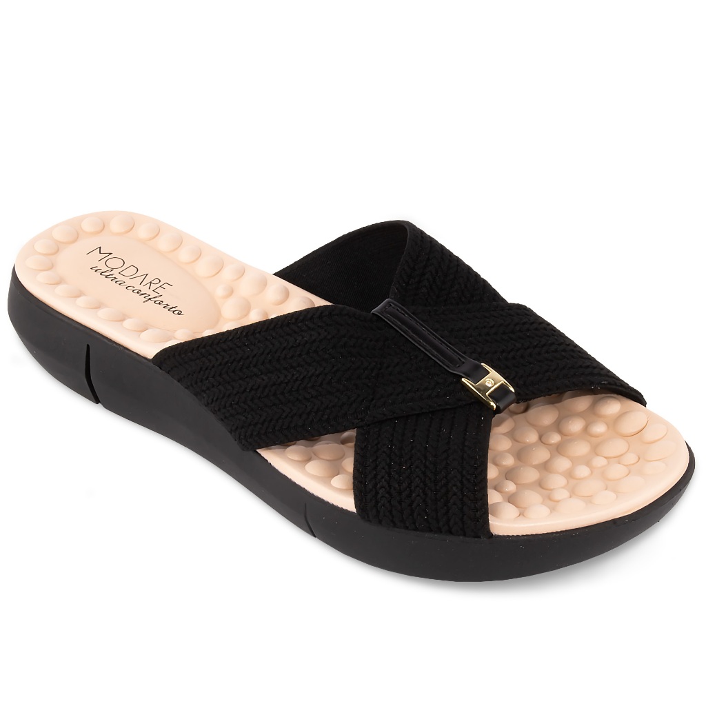 Chinelo Modare Ortopédico Esporão Massageador Conforto 7142 Preto