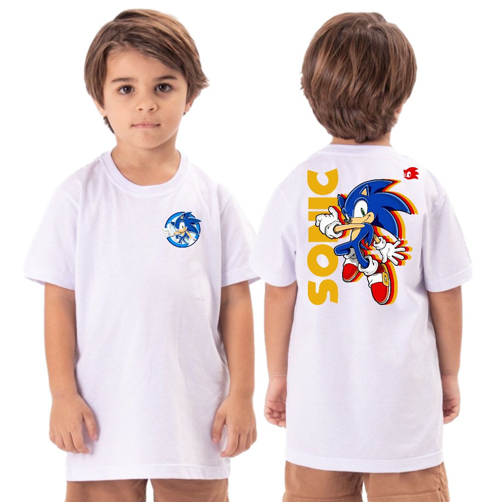 Camiseta Sonic Personagem Infantil Masculino Meninos Boys Camisa Tecido Premium Leve Confortável Top