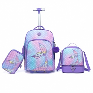 Kit Mochila Lancheira Estojo Lilás Rodinhas Guelph Calda Sereia Bolsa Escolar Viagem Menina em Oferta na Shopee