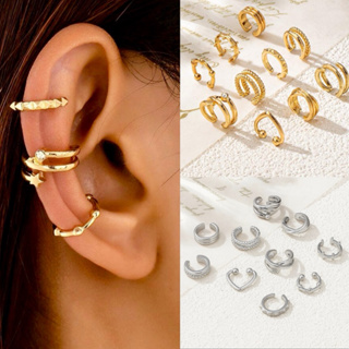 10  Piercing Fake Minimalista de Orelha Kit Brincos de Pressao Sem Furo Conjunto  Falso Da Moda Dourado e Prata SHB12 em Oferta na Shopee