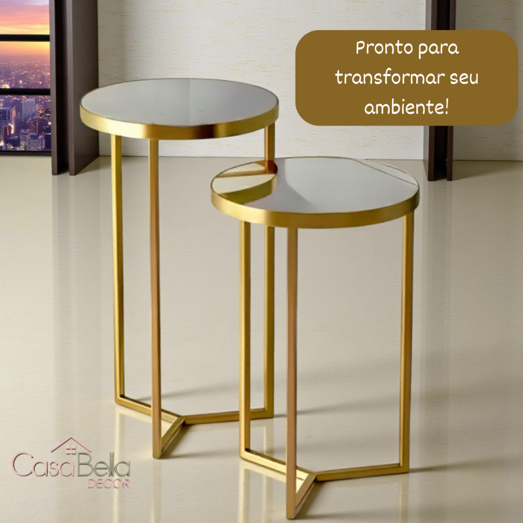Conjunto de Mesas Decoração Casa Sala KIt Móveis Design Moderno e Sofisticado