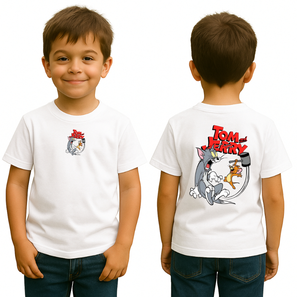 Camiseta Personagens Tom E Jerry Infantil Meninos Boys 100% Algodão Alta Qualidade Macia Confortável