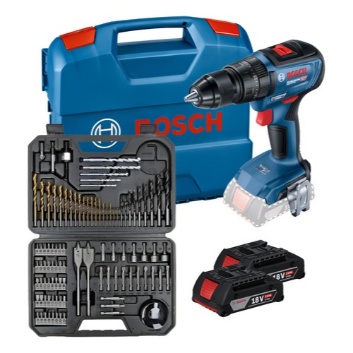 Kit Parafusadeira Furadeira Bosch GSB 18V 50 + 103 Pcs Brocas e Bits + Maleta + 2 Baterias 2Ah em Oferta na Shopee