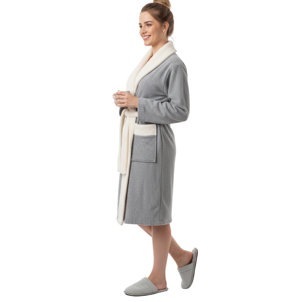 Roupão Feminino Pelúciado Super Resistente Acabamento em Malha Polar 100% Poliéster Antialérgico