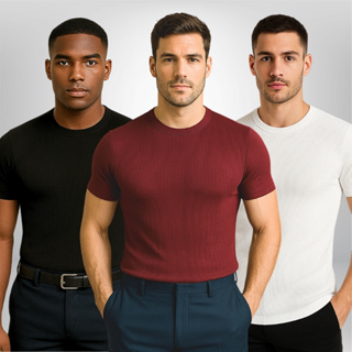 Camisetas Masculina Canelada 3 e 1un Básica Americana Casual para o Dia a Dia em Oferta na Shopee