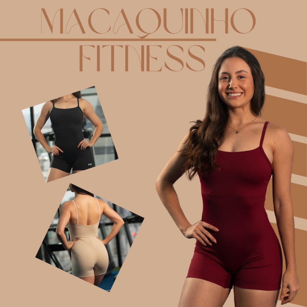 Macaquinhos Fitness feminino Poliamida Zero Transparência em Oferta na Shopee