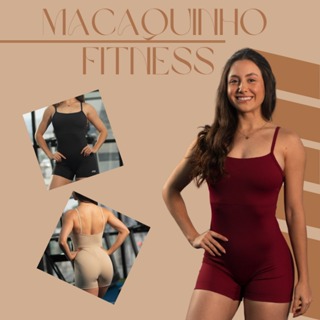 Macaquinhos Fitness feminino Poliamida Zero Transparência em Oferta na Shopee