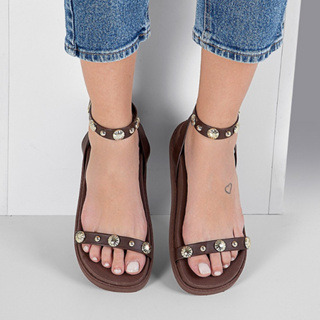 Sandalia Papete Feminina Flat Flatform Tacha Enfeite Aplique Metal Tendencia Confort em Oferta na Shopee