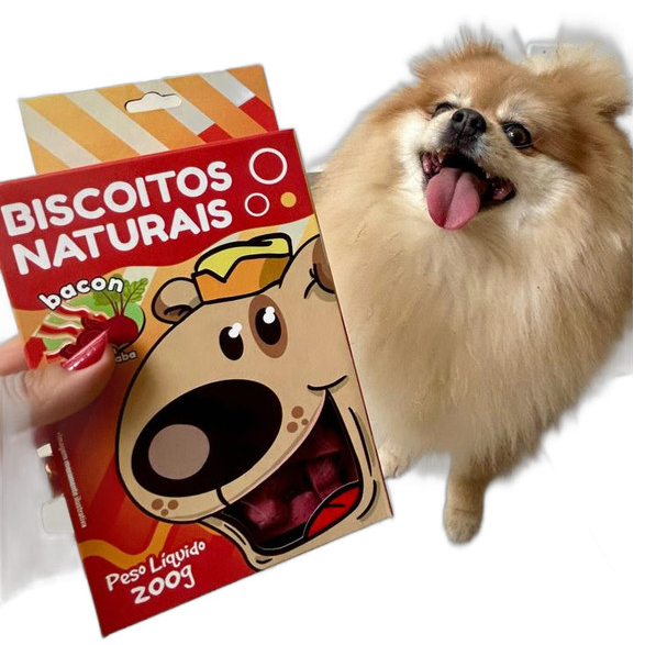 Biscoito Natural para Cães Sabor Bacon com Beterraba 200 g Petisco Para Cachorro