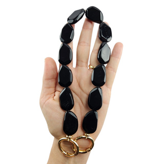 Alça De Mão De Pedras De Resina Para Bolsa com argola articulada Dourada em Oferta na Shopee