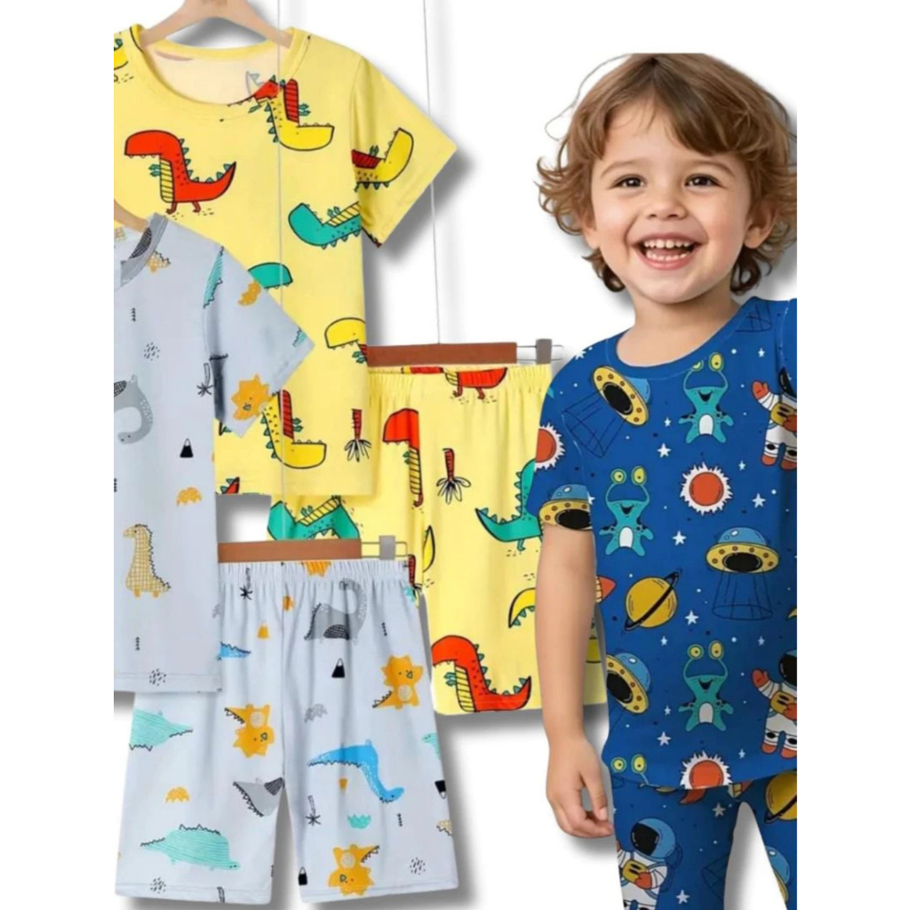 Kit 2, 4, 6, 8 ou 10 Peças Conjuntos Sortidos Pijama Infantil Menino Juvenil Dormir Confortável Leve Verão