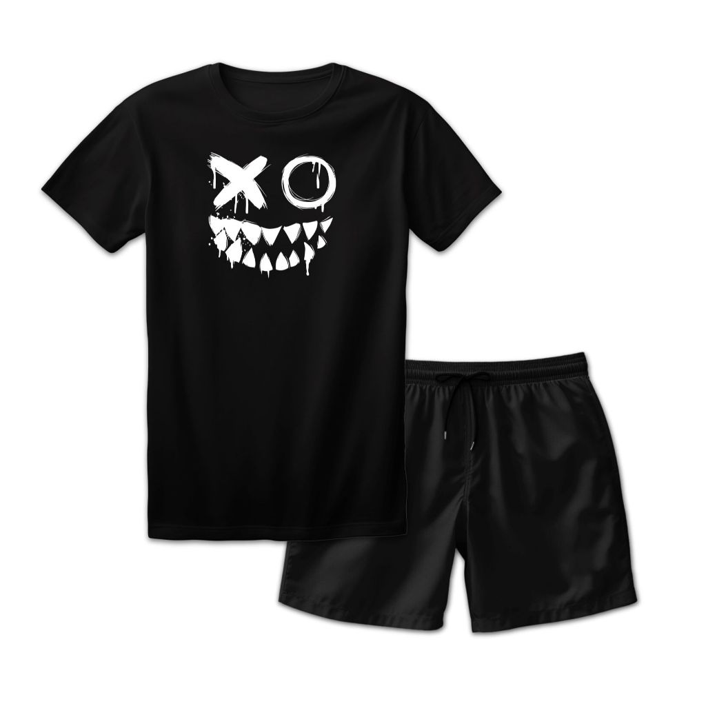 Camiseta Bermuda Estampado XOXBCO Algodão Conforto Edição Limitada Estilo Streetwear Verão Unissex