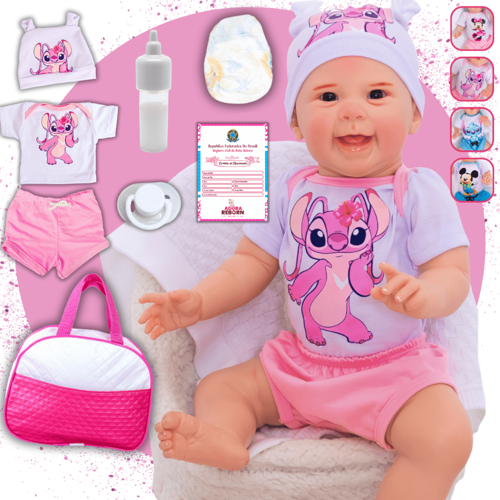 Bebê Reborn Boneca Angel Menina Original Realista de Silicone Pode Dar Banho