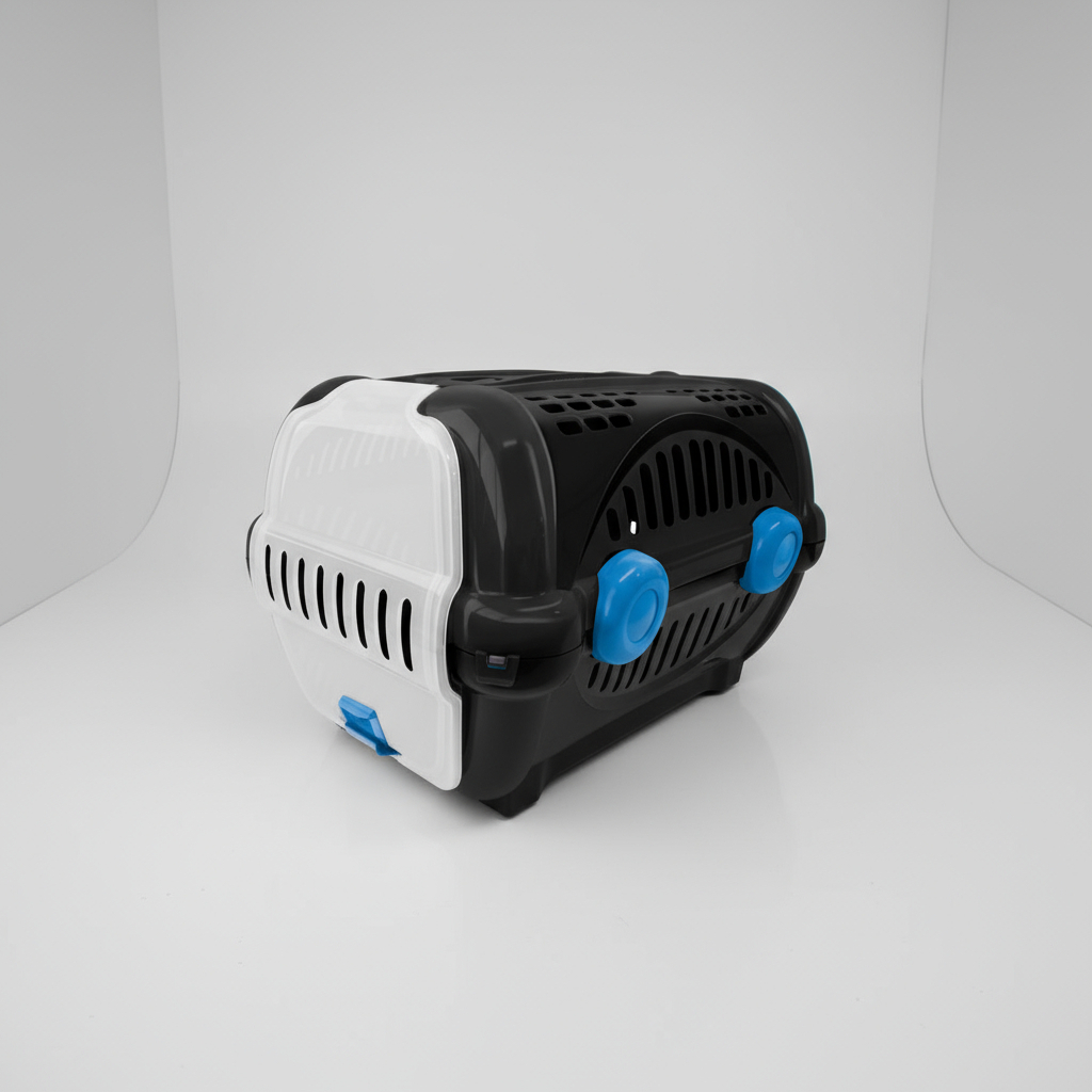 Caixa Transporte Pequeno N1 Luxo Furacão Pet Preto/Azul Cachorro Gato Filhote Transportadora Portáti