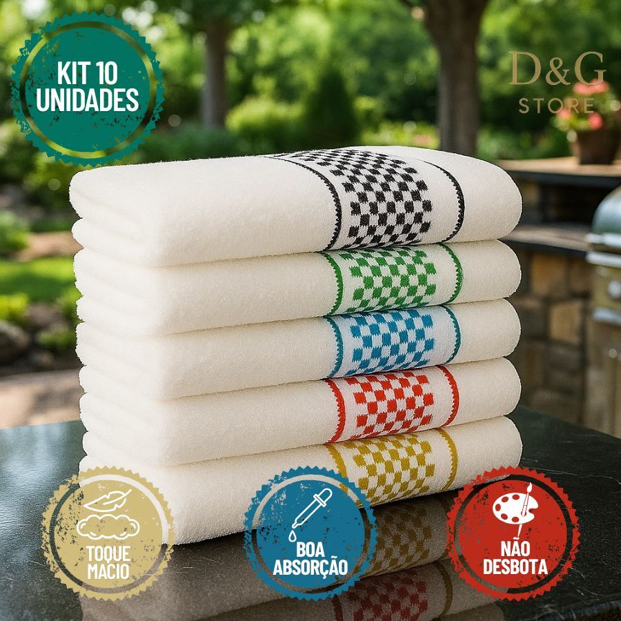 Kit 10 Panos de Prato Jacquard 45x70 Atoalhado Toalha Copa Felpudo Cozinha em Oferta na Shopee