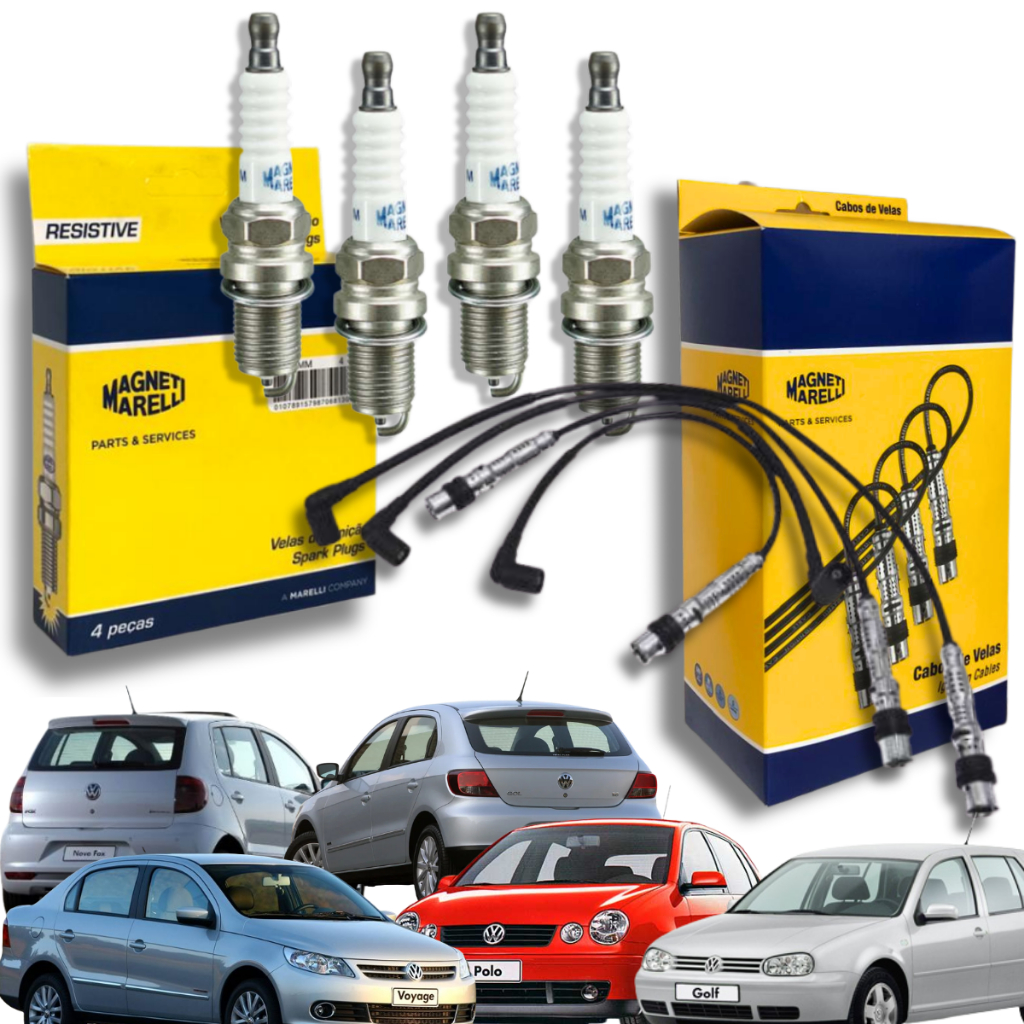 Jg Cabo + Velas Vw Gol Polo Fox Golf 1.6 8v Ea111 Power Magneti Marelli em Oferta na Shopee